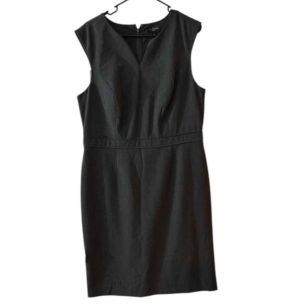The Limited Charcoal Gray Sheath V Neck Dress SZ 14